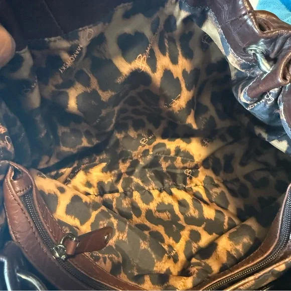 B. MAKOWSKY BROWN EMBOSSED LEATHER SATCHEL PURSE SHOULDER BAG - Picture 12 of 12